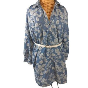 Blue cotton floral printed dress